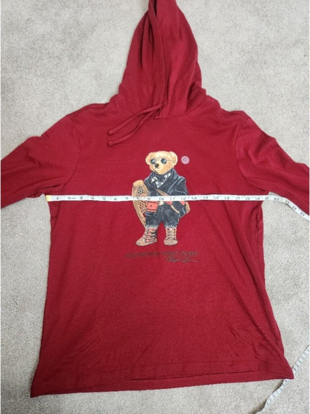 New Polo Ralph Lauren Bear Long Sleeve Hooded Shirt Men's Size Small Preppy Prep - Picture 6 of 14